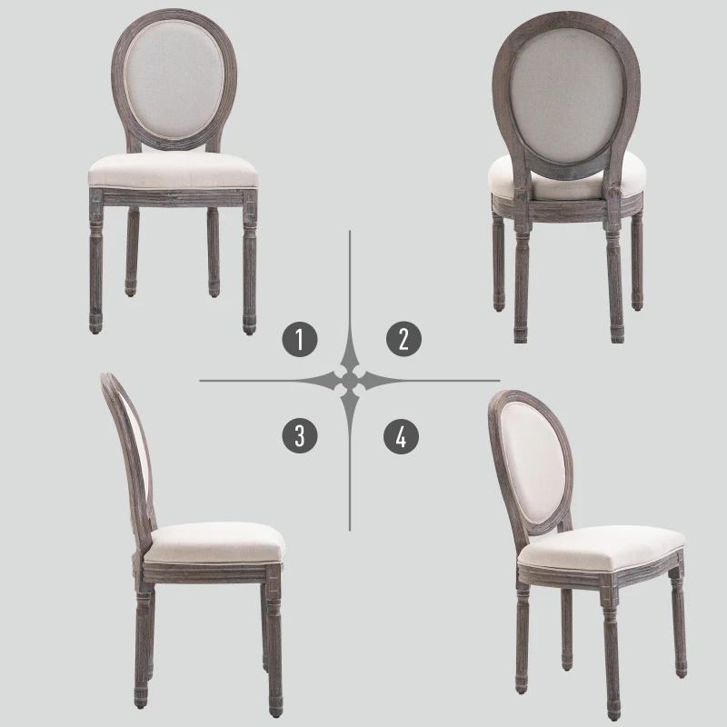 HOMCOM Set van 2 eetkamerstoelen retrodesign keukenstoel gestoffeerde stoel met vloermatten