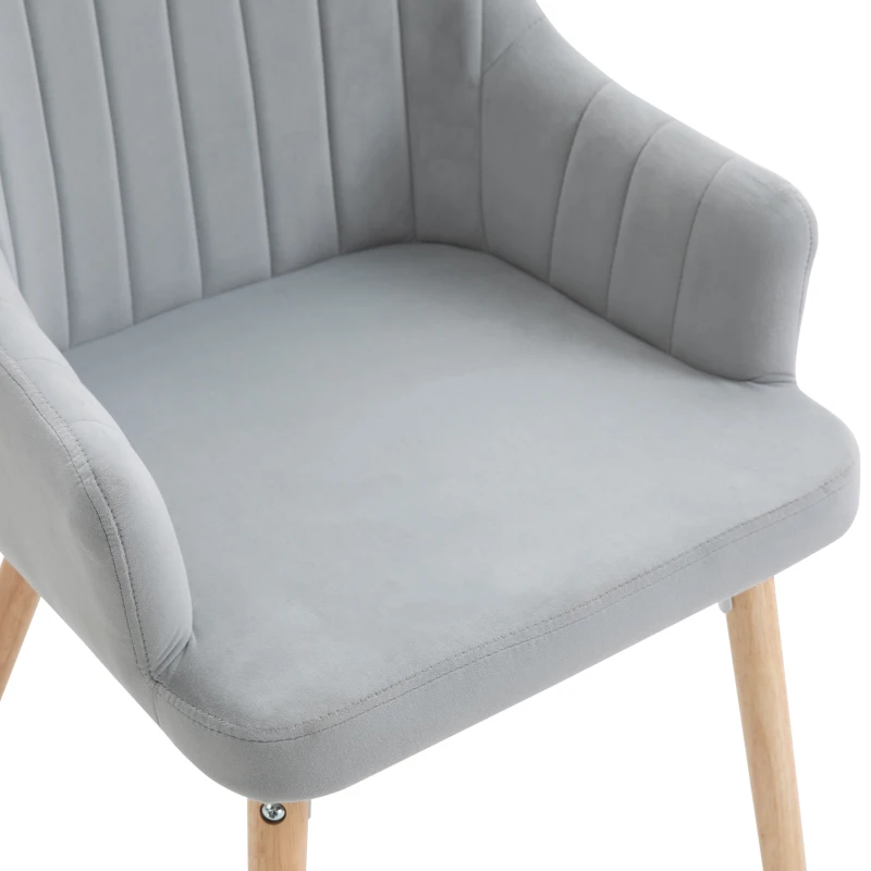 HOMCOM eetkamerstoelen set van 2 keukenstoelen lichtgrijs