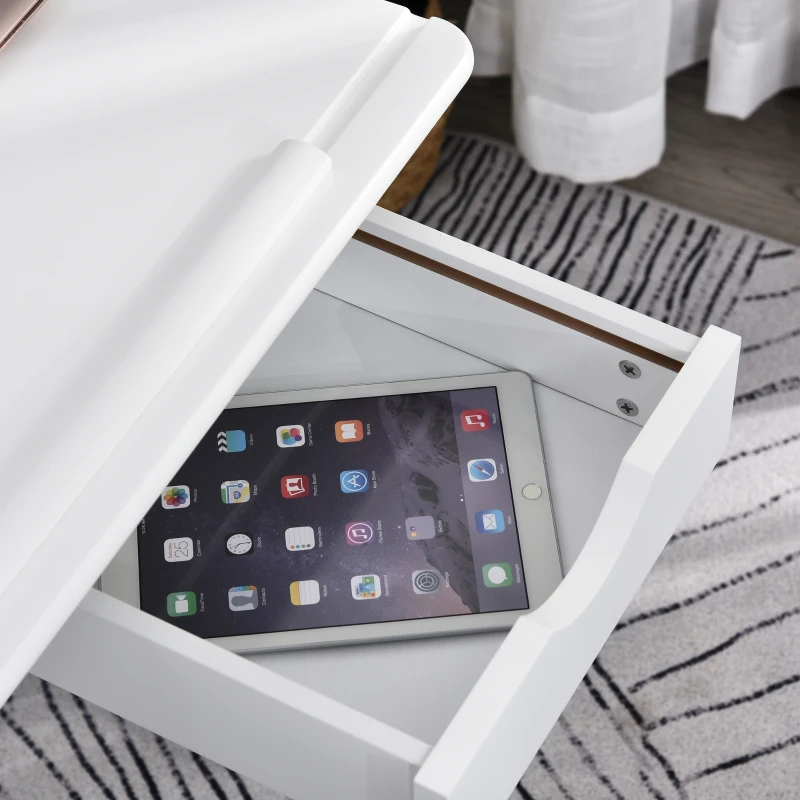 HOMCOM Studeertafel bureau laptoptafel in hoogte verstelbaar met lade MDF wit