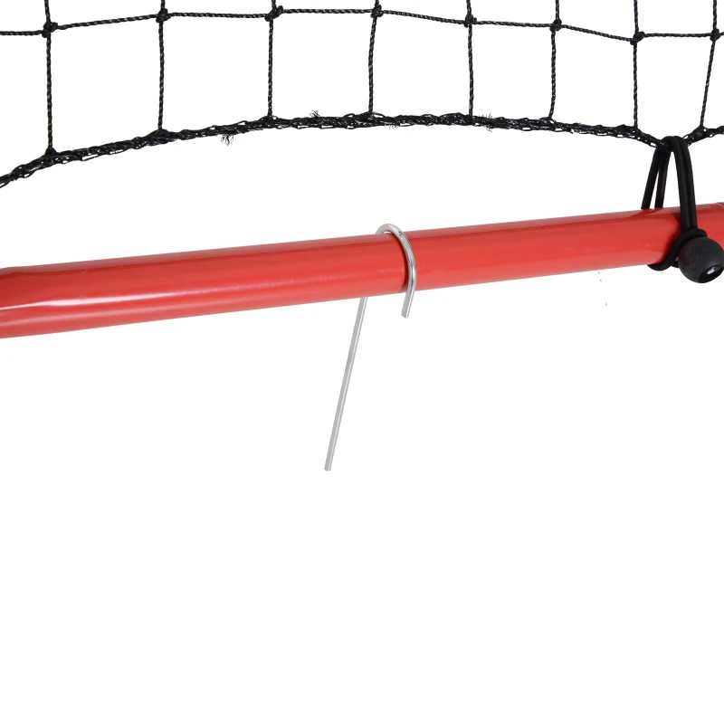HOMCOM voetbal rebounder kickback goal rebound muurnet, metalen buis + PE-stof, 96 x 80 x 96 cm, rood net | Aosom.nl