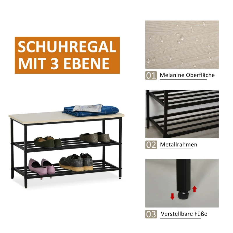 HOMCOM 2-in-1 garderobeset halrek met zitbank