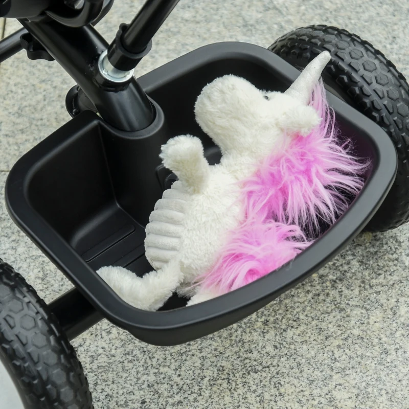 HOMCOM 2-in-1 kinderdriewieler duwstang voor kinderdriewieler met kap Trike grijs