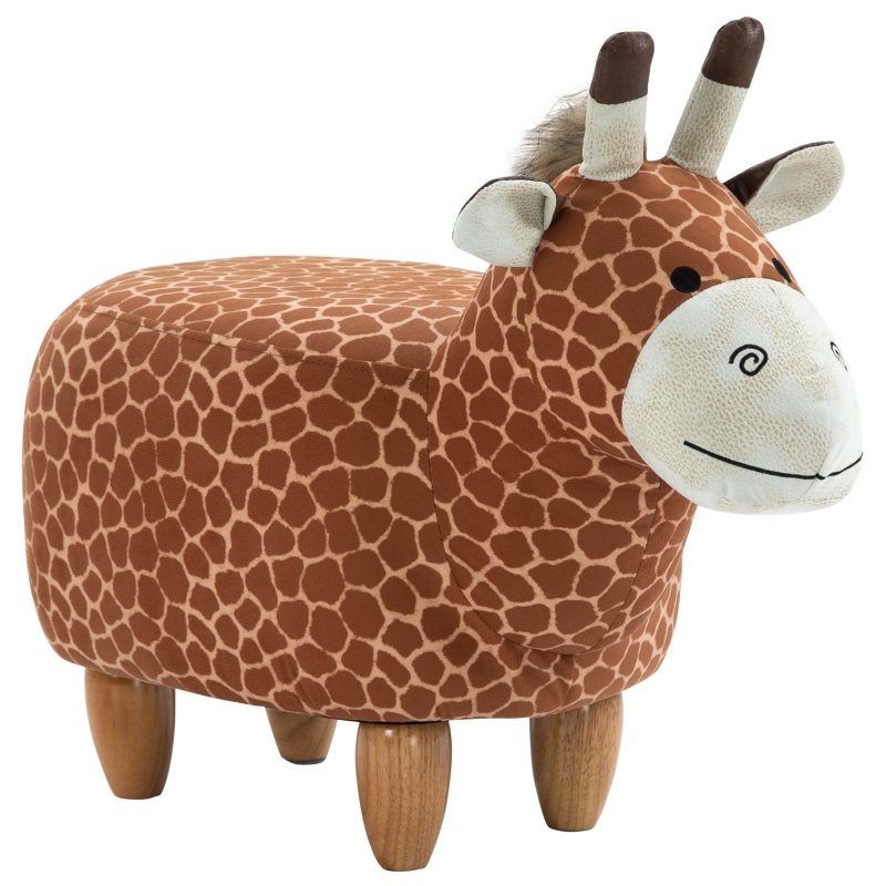 Dierenkruk decoratieve kruk gestoffeerde kruk met dierenmotief giraffe ottoman