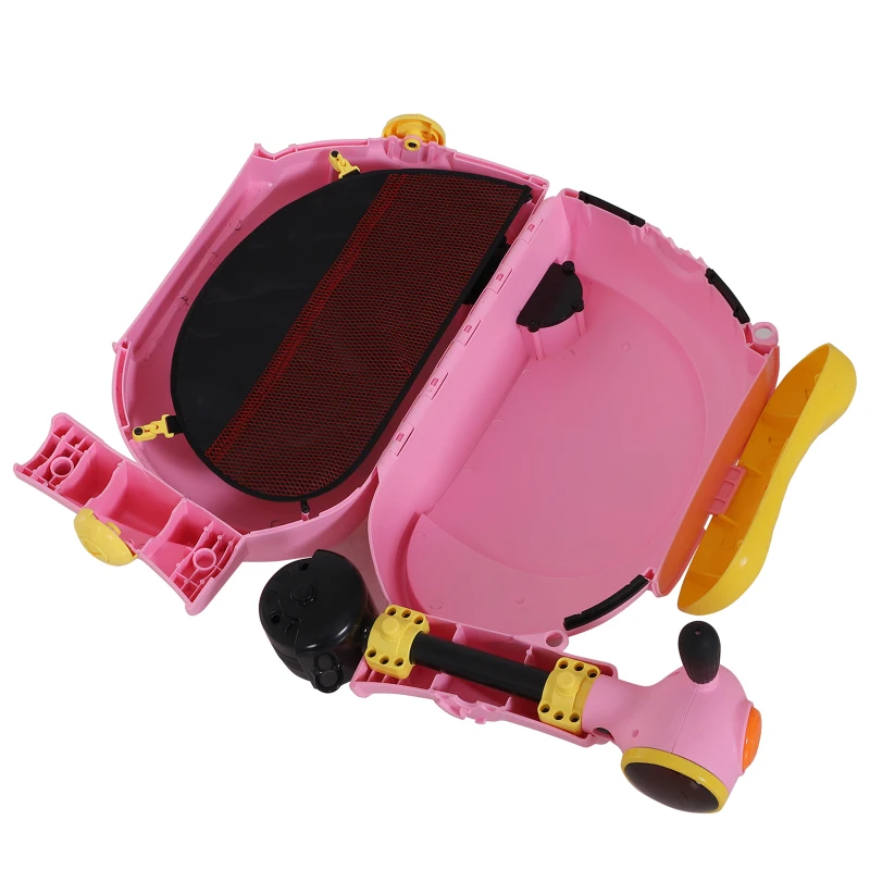 Kinderkoffer motorfiets kinderbagage handbagage met riem om te zitten wielen roze