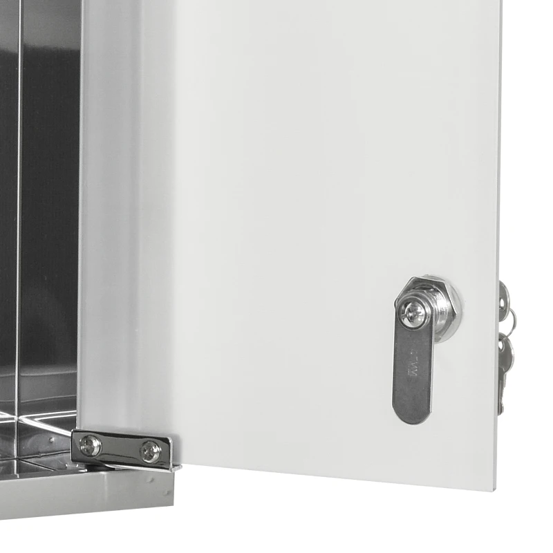 Kleankin Medicijnkast EHBO-kast met slot glazen deur 3 vakken matglas 430 rvs