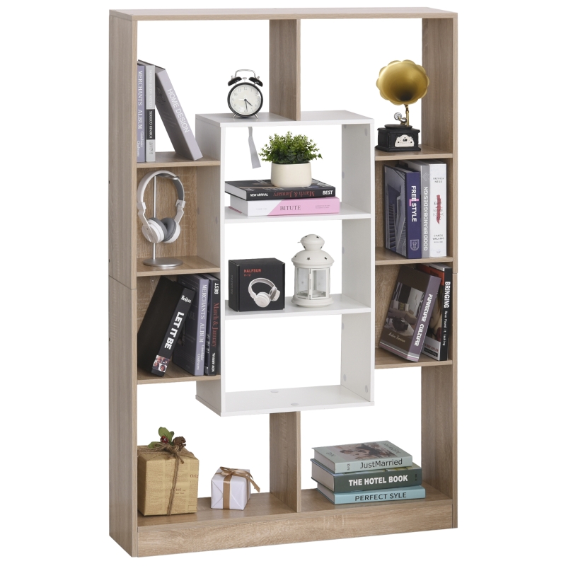 boekenkast vrijstaande stelling kantoorkast dossierkast E1-kwaliteit spaanplaat naturel + wit 95 x 22 x 150 cm