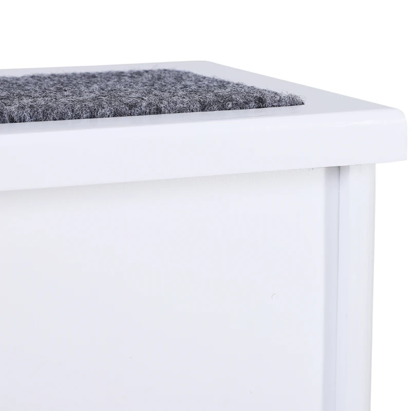 PawHut Huisdierentrap met tapijt hondentrap opstaphulpmiddel opbergruimte grenenhout wit