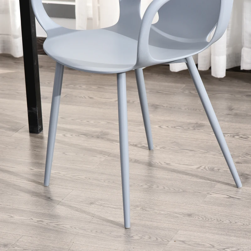 Eetkamerstoelen set van 2 keukenstoel woonkamerstoel met rugleuning PP grijs