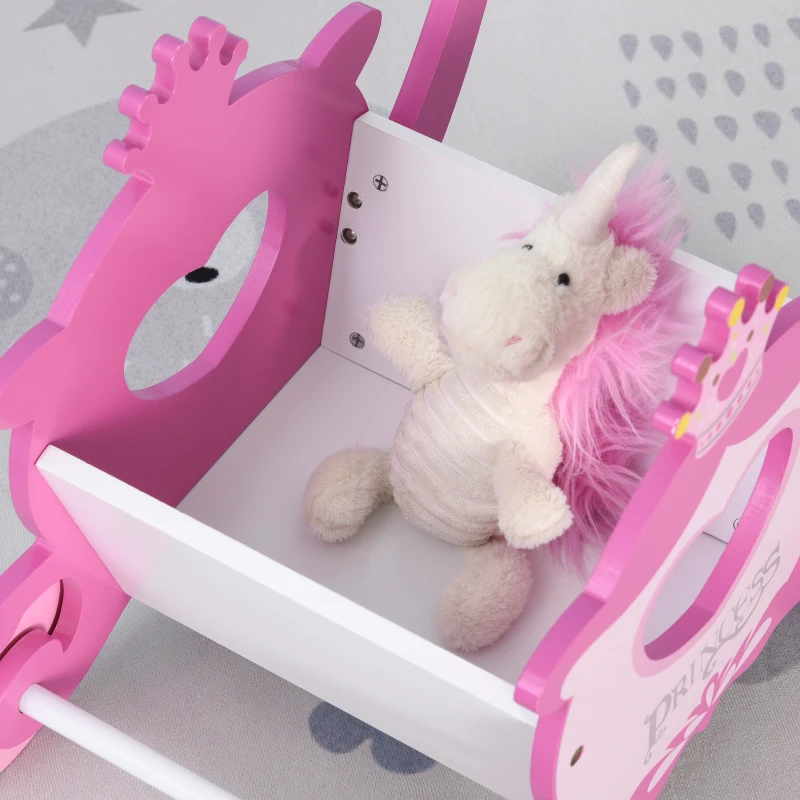 winkelwagen voor kinderen kinderspeelgoed houten hulpmiddel bij het leren lopen met opbergruimte roze