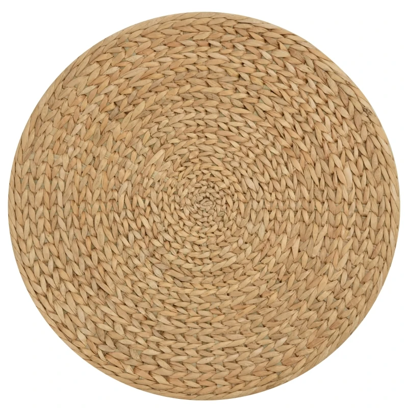 HOMCOM Poef met opbergruimte poef opbergbox stro rotan kaki(m-8)