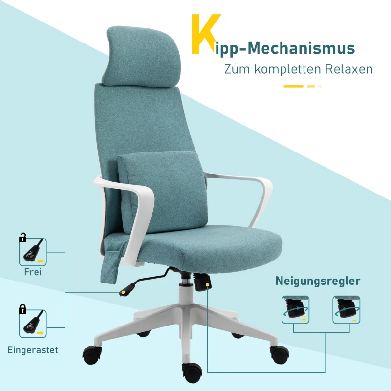 Vinsetto Verstelbare Bureaustoel met Massage en Schommelfunctie Blauw