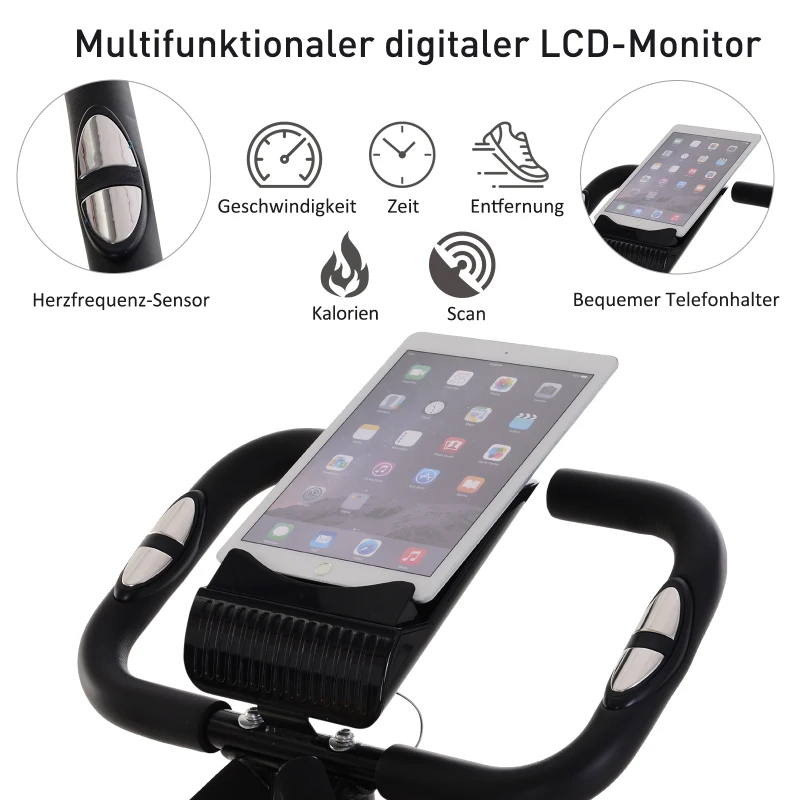 HOMCOM Hometrainer fietstrainer trainingsfiets voor thuis staal wit