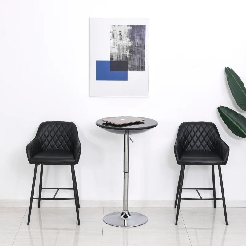 HOMCOM Barkruk set van 2 bistrokruk met voetensteun rugleuning industrieel design PU