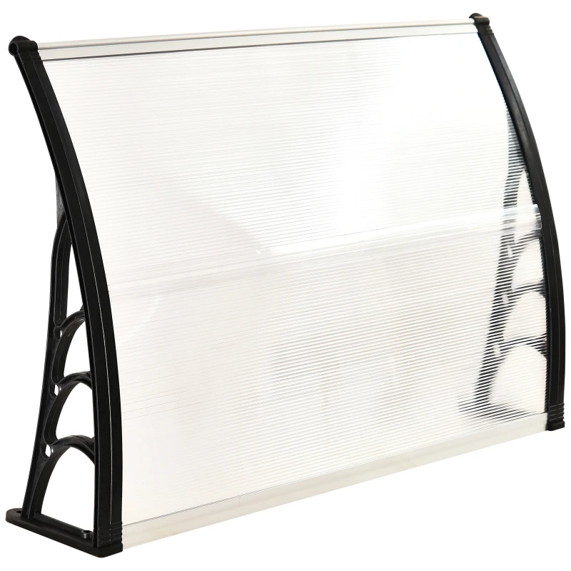 Outsunny® luifel voordeurluifel 120 x 80 cm luifel overkapping polycarbonaat transparant | Aosom.de
