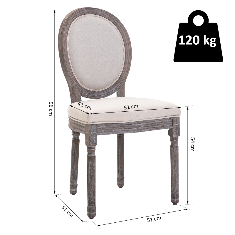 HOMCOM Set van 2 eetkamerstoelen retrodesign keukenstoel gestoffeerde stoel met vloermatten