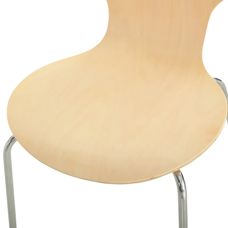 HOMCOM Set van 4 eetkamerstoelen keukenstoel houten stoel met metalen poten massief hout naturel