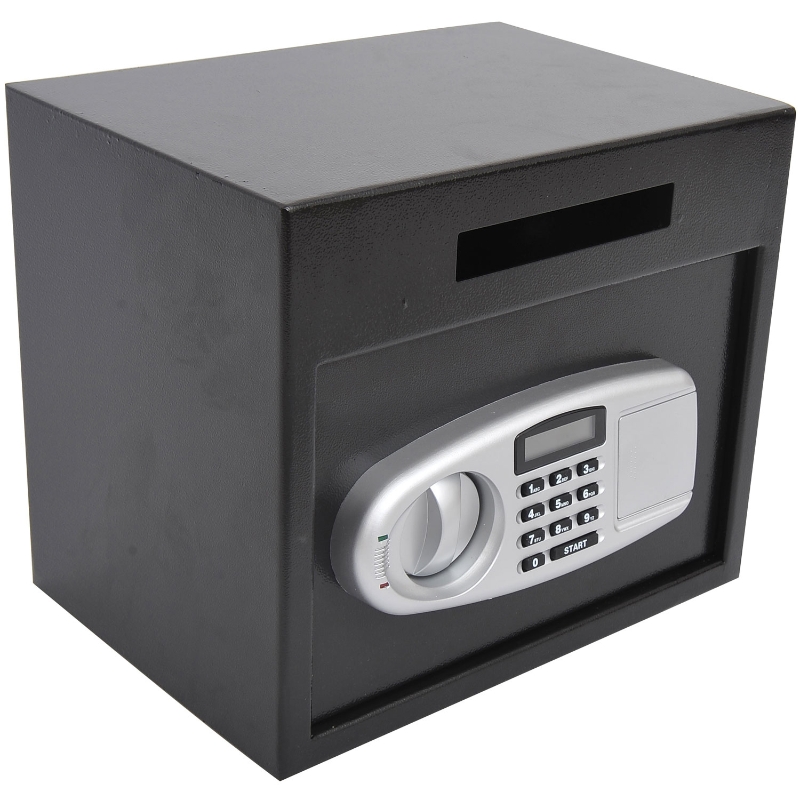 kluis safe meubelkluis met elektronisch slot staal zwart 35,5 x 25,4 x 30cm