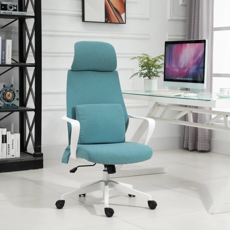 Vinsetto Verstelbare Bureaustoel met Massage en Schommelfunctie Blauw