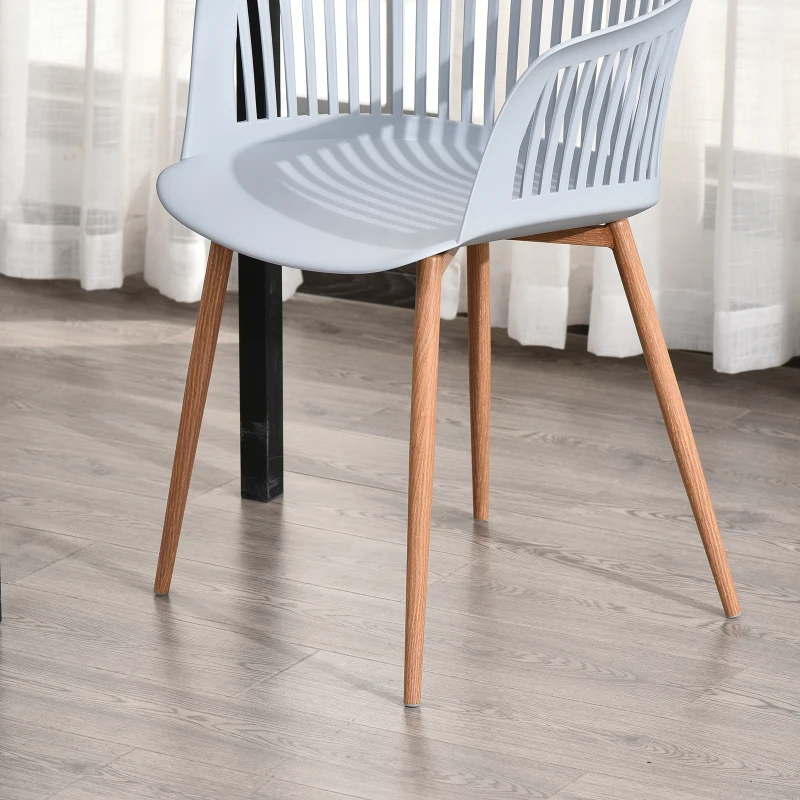 HOMCOM eetkamerstoelen, set van 2, keukenstoel, kunststof, staal, grijs, 58 x 53 x 81,5 cm