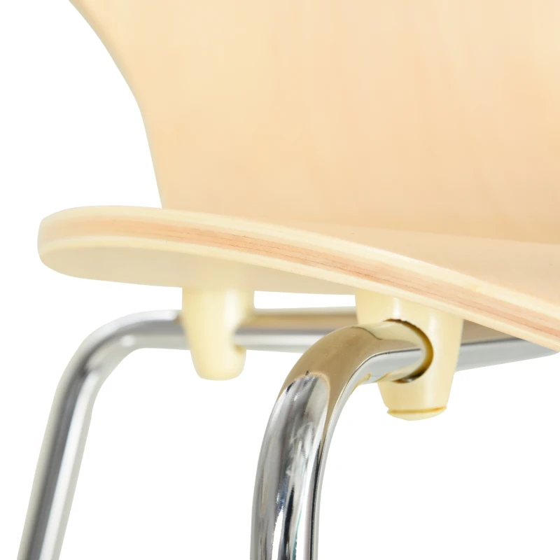 HOMCOM Set van 4 eetkamerstoelen keukenstoel houten stoel met metalen poten massief hout naturel