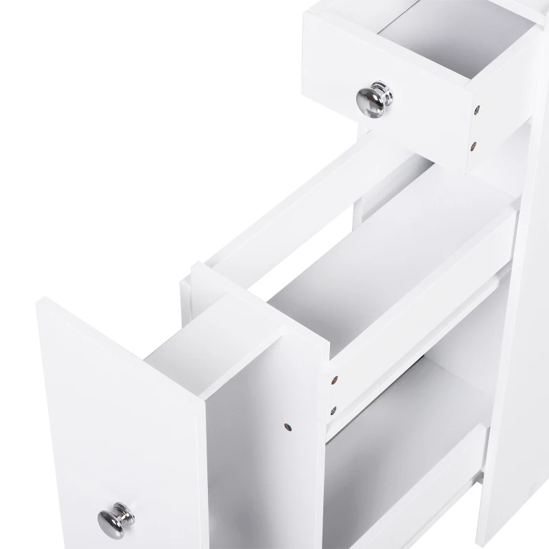 HOMCOM® badkamerkast ladekast badkamermeubel badmeubel met 2 lades en 1 opbergvak hout wit 48 x 17 x 58 cm | Aosom.de