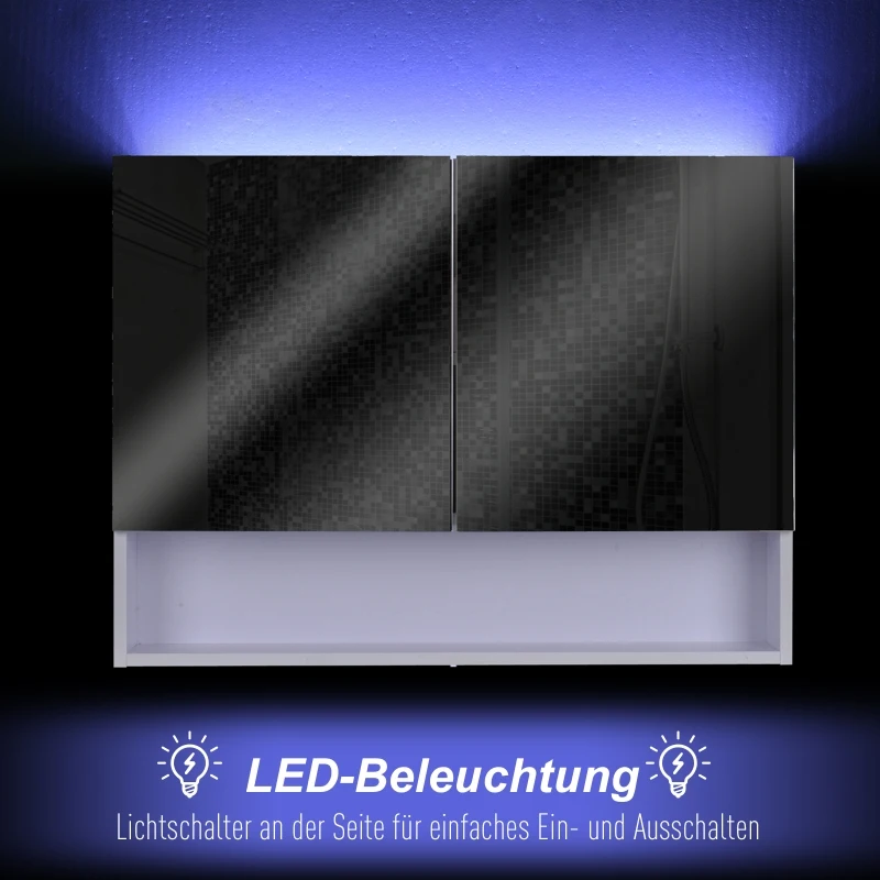 HOMCOM LED-spiegelkast badkamerspiegel lichtspiegel badkamerkast badkamerspiegel spiegel
