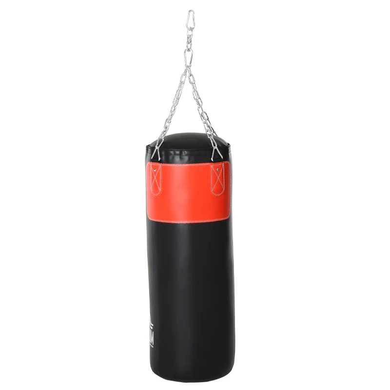 HOMCOM Bokszak trainingsdummy bokstraining boksen met bokshandschoenen zwart Ø 30 x 120 cm