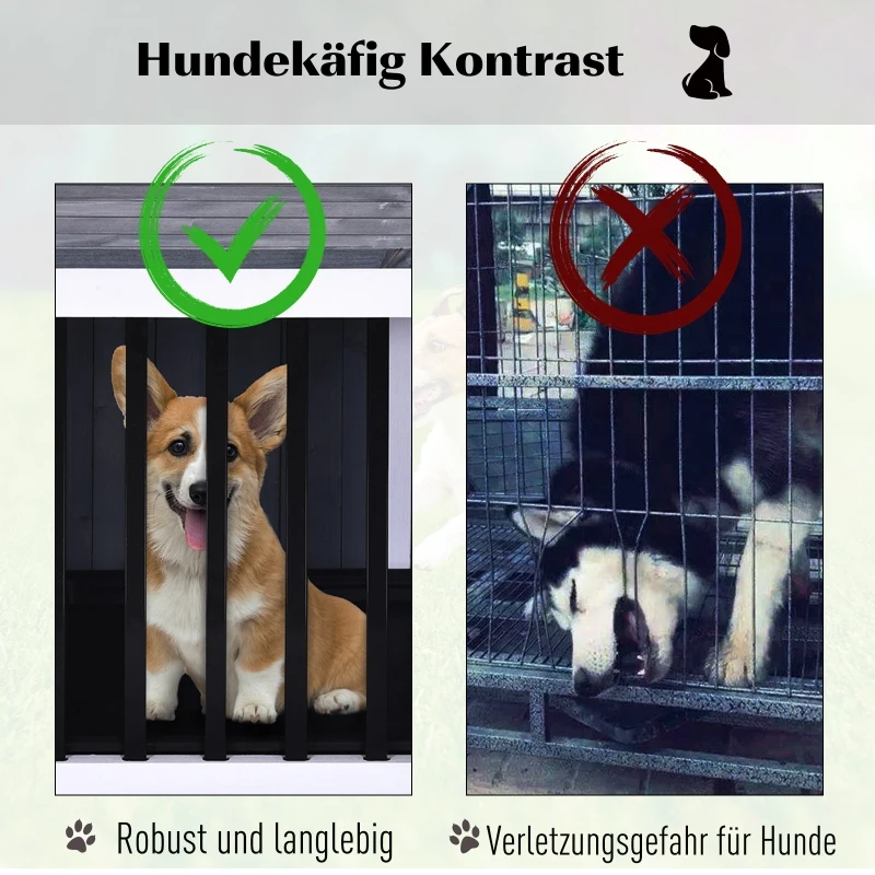 PawHut Hondenhok inklapbare hondenkooi hondenhok met raam huisdier massief hout grijs