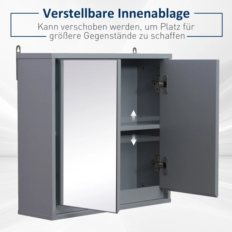 HOMCOM Badkamerkast, hangkast, wandkast, badkamermeubel, multifunctionele kast met 2 spiegels
