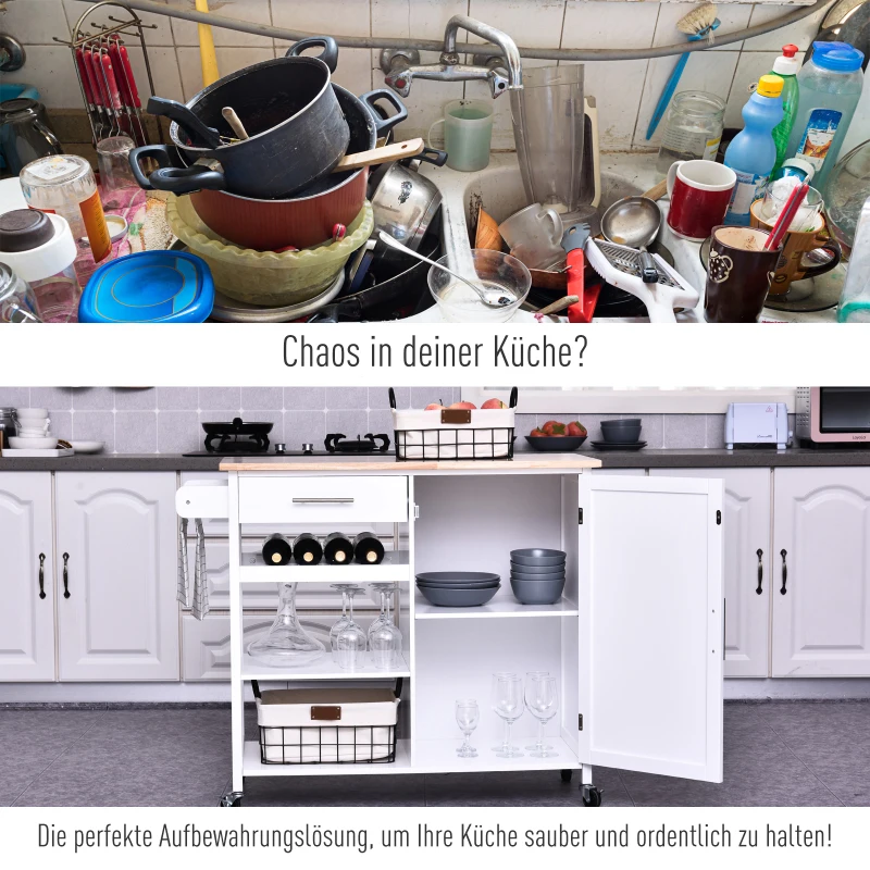 HOMCOM Keukenwagen keukenkast rolwagen voor de keuken