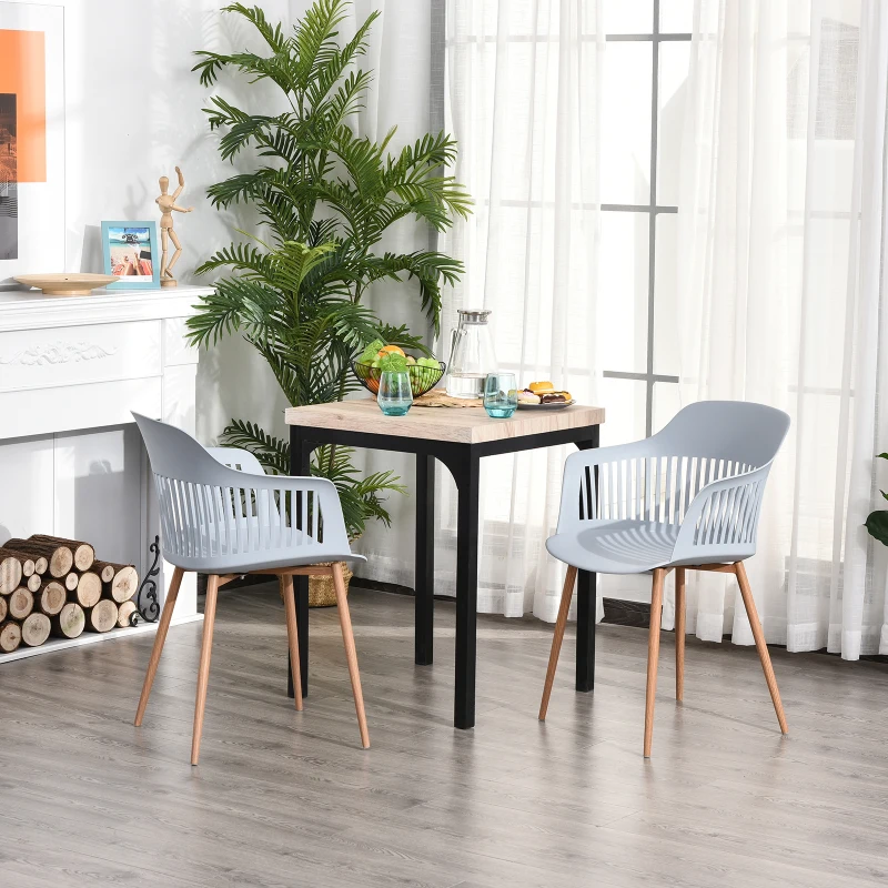 HOMCOM eetkamerstoelen, set van 2, keukenstoel, kunststof, staal, grijs, 58 x 53 x 81,5 cm