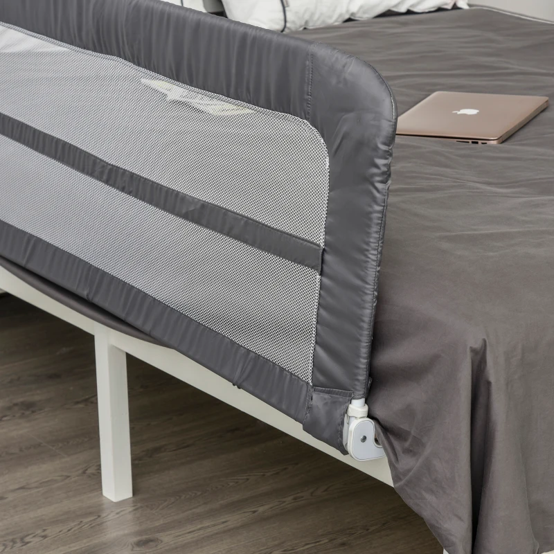 bedhek 150 cm bedrail uitvalbeveiliging voor peuters, inklapbaar grijs