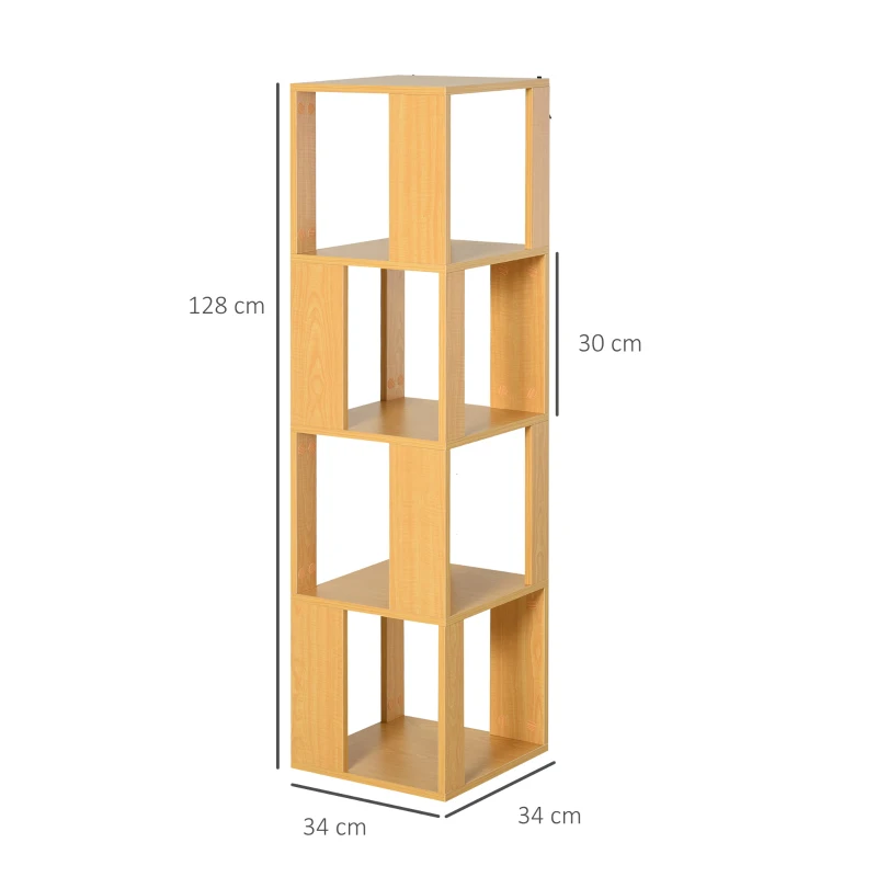 Boekenrek decoratieve plank met 4 niveaus vrijstaande stelling voor presentatie van natuurlijke spaanplaat