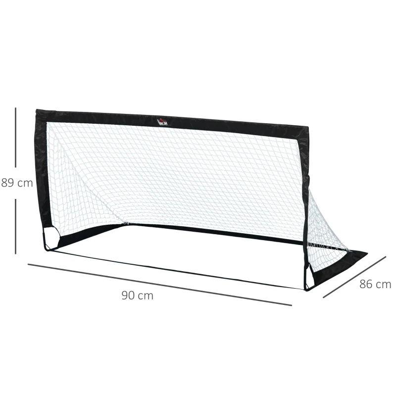 HOMCOM Voetbaldoelen Voetbalnet set van 2 minidoelen opvouwbaar staal zwart 186 x 90 x 89 cm