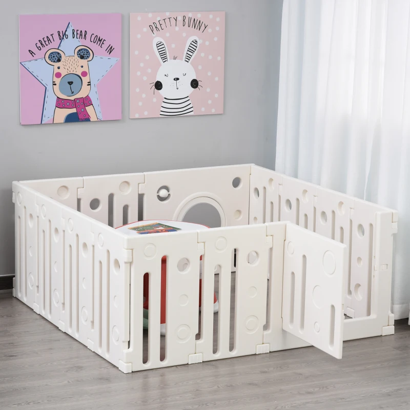 babybox 14 elementen beschermhek met deur en spel HDPE PP wit