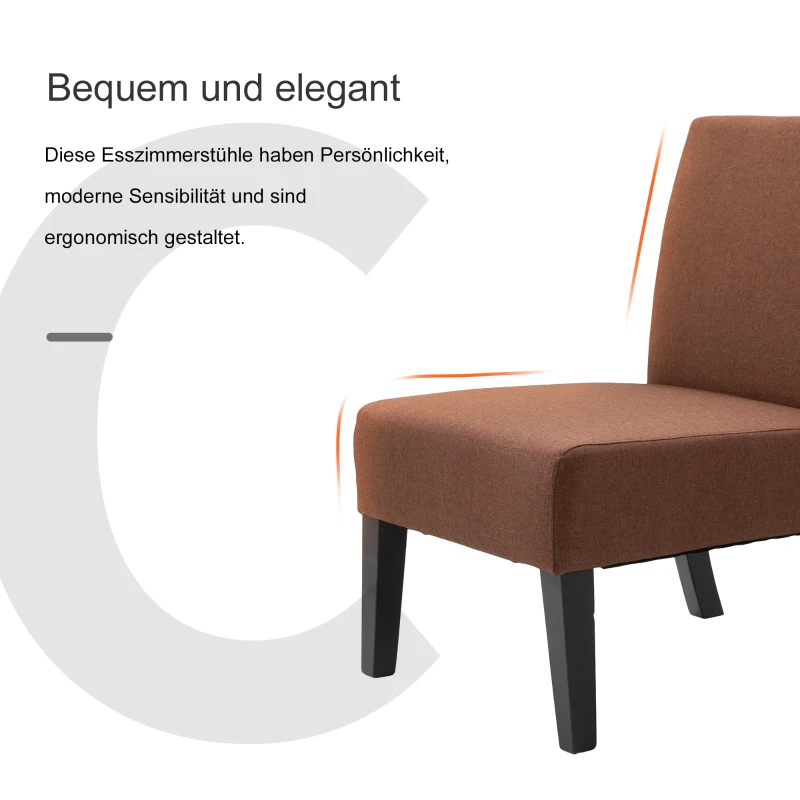 Eetkamerstoel keukenstoel met hoge rugleuning polyester bruin