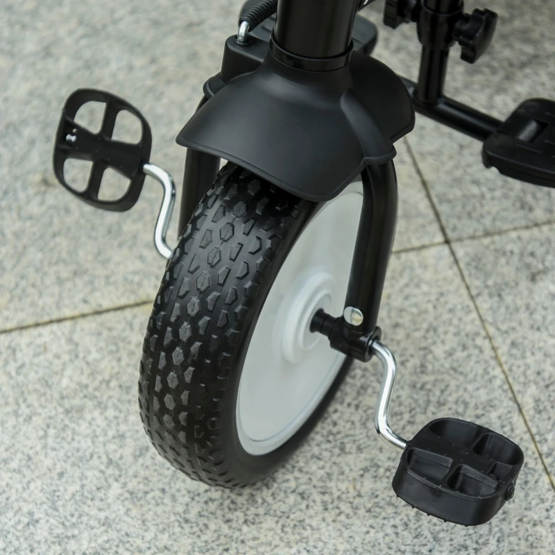 HOMCOM 2-in-1 kinderdriewieler duwstang voor kinderdriewieler met kap Trike grijs