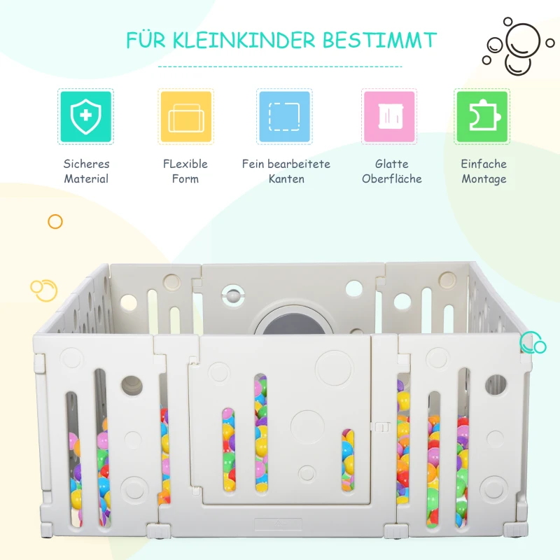 babybox 14 elementen beschermhek met deur en spel HDPE PP wit