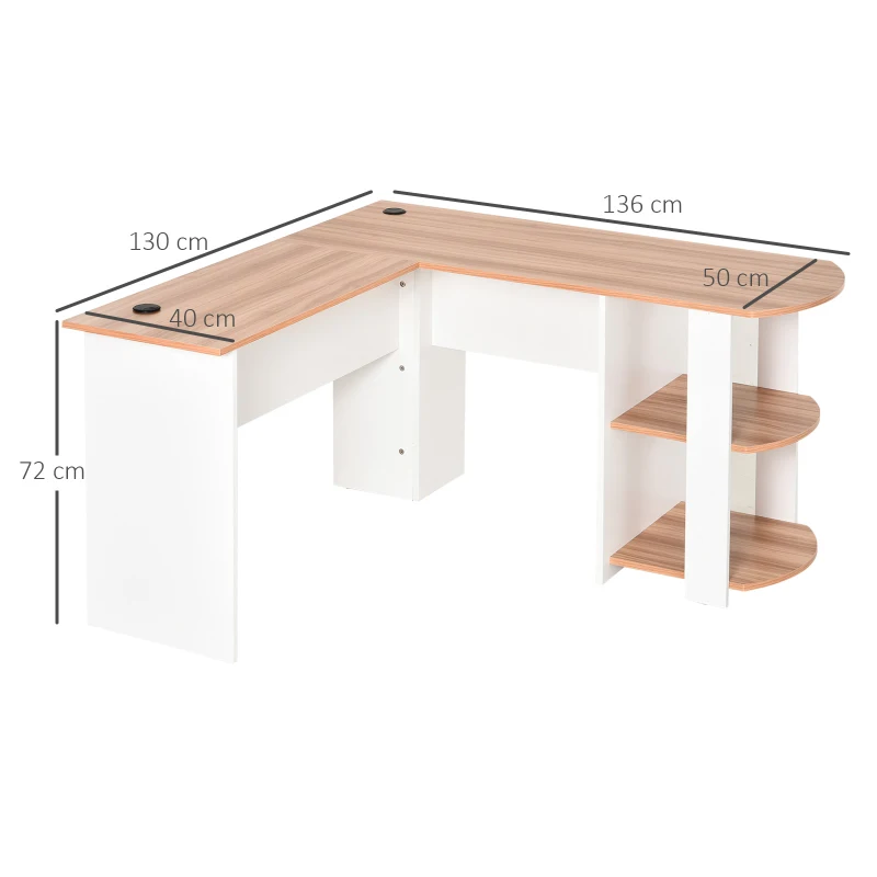 HOMCOM hoekschrijftafel hoek schrijftafel computertafel opbergvak kantoor zwart/walnoot