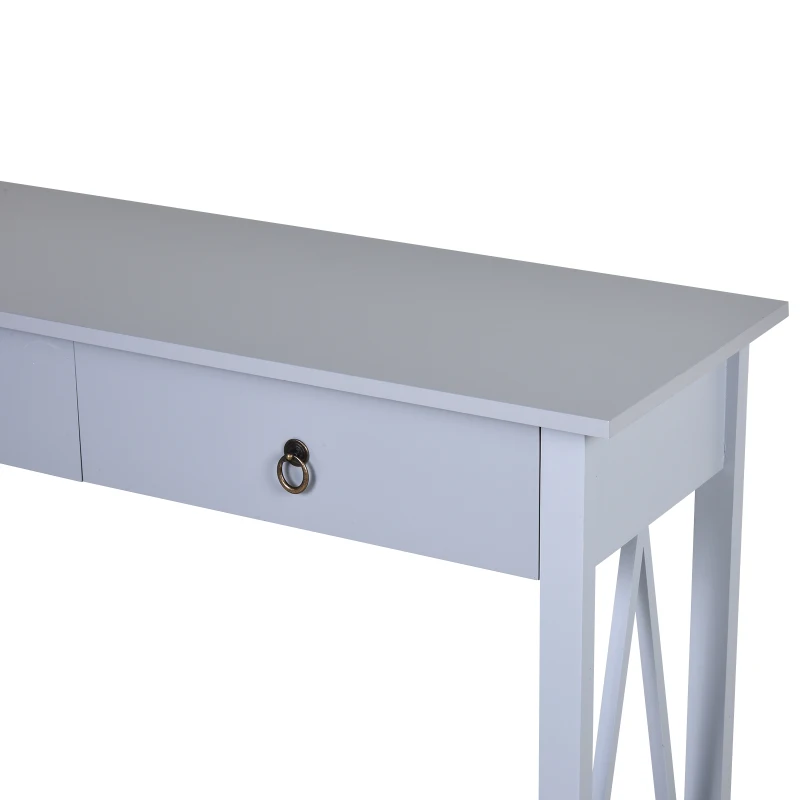 Consoletafel bijzettafel met 2 schuiflades dressoir entree massief hout grijs