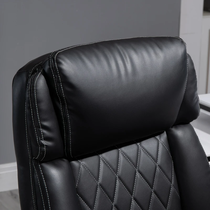 Vinsetto Ergonomische Massage-Bureaustoel in Vintage Stijl met 6 Vibratiepunten en Hoog Draagvermogen, Zwart