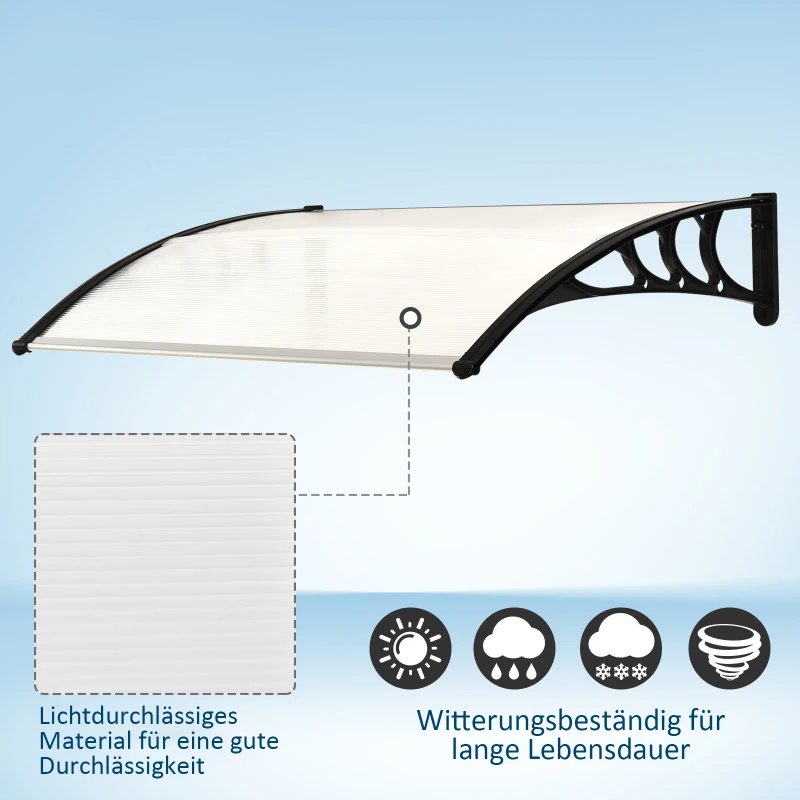Outsunny® luifel voordeurluifel 120 x 80 cm luifel overkapping polycarbonaat transparant | Aosom.de