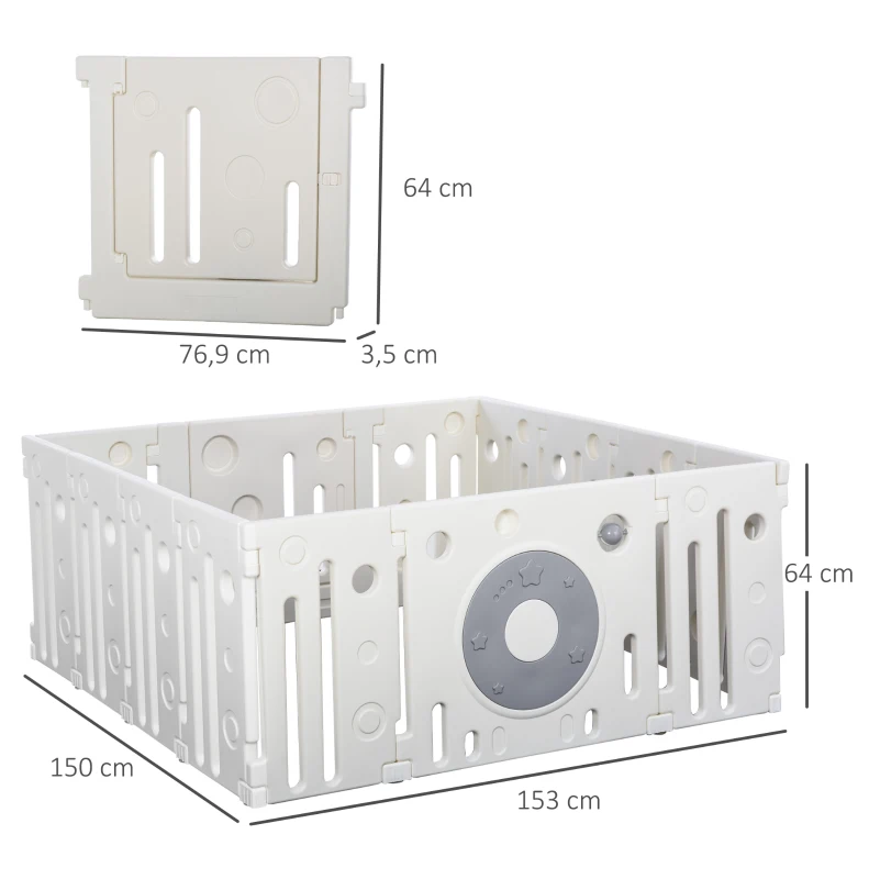 babybox 14 elementen beschermhek met deur en spel HDPE PP wit
