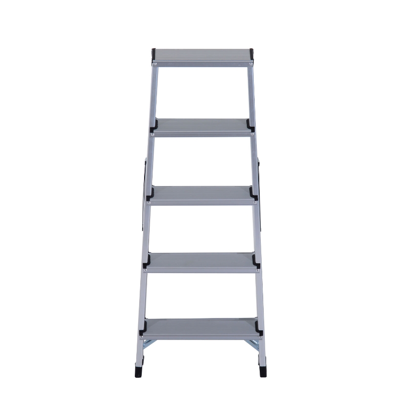 HOMCOM® trapladder aluminium ladder vouwtrede 5 treden trapladder dubbele ladder huishoudladder ladder trapladder
