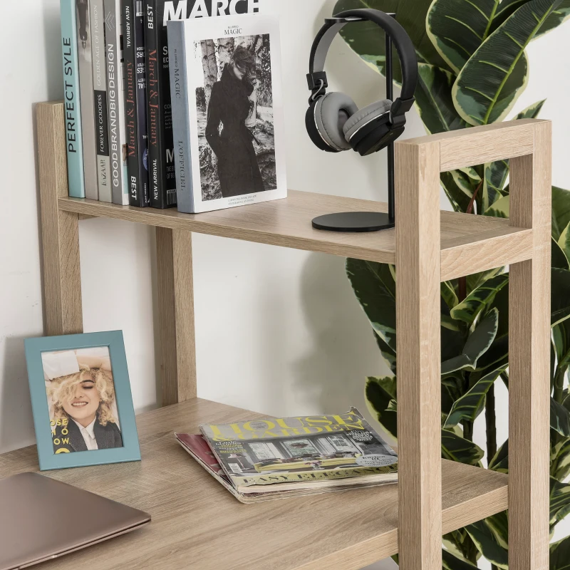 Bureau met 4 niveaus boekenkast computertafel kantoortafel spaanplaat eiken