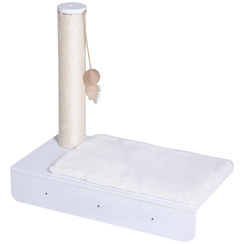 PawHut krabpaal, kattenplank, kattenboom, kattenligplaats, wandmontage, pluchen bekleding MDF