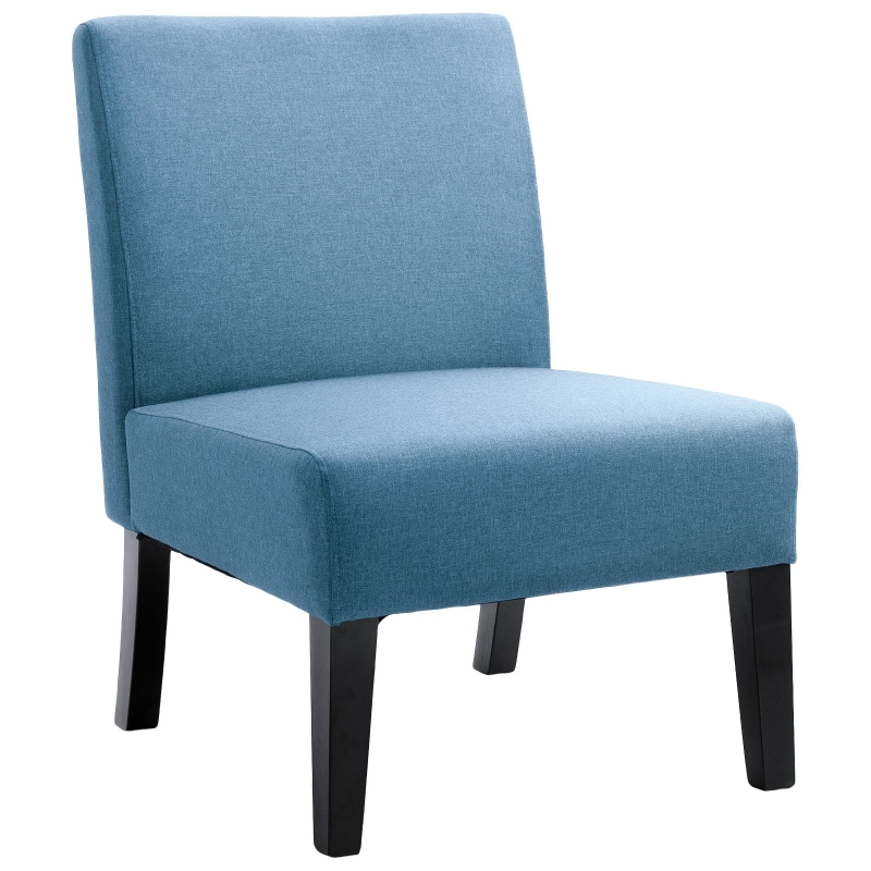 Eetkamerstoel keukenstoel met hoge rugleuning polyester blauw