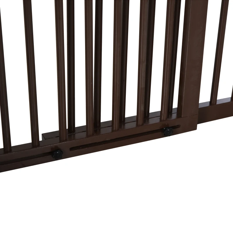 PawHut Hondendeur bewaking barricade veilig hondenrek vurenhout bruin