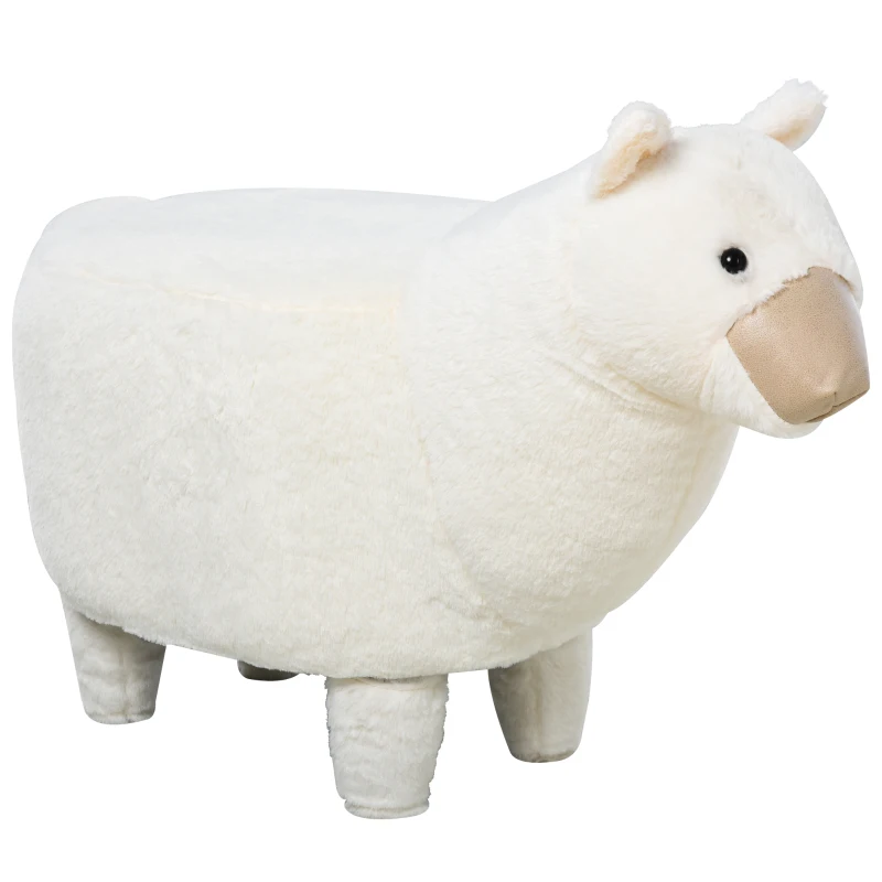 Dierenkruk decoratieve kruk poef met dierenmotief alpaca poef wit