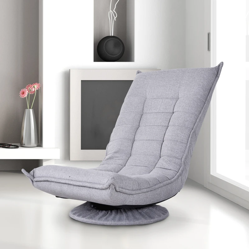 HOMCOM® vloerkussens en rugkussen vouwstoel bekleed linnen lichtgrijs 64 x 93 x 80 cm | Aosom.de